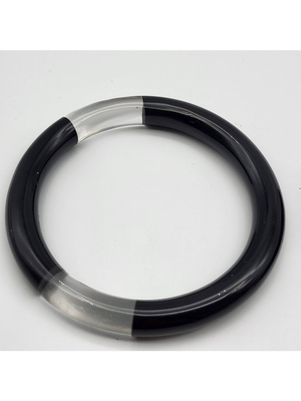 2 Stunning Clear & Black Bangle Bracelet lot of 2 Retro Pinup Sexy Vintage